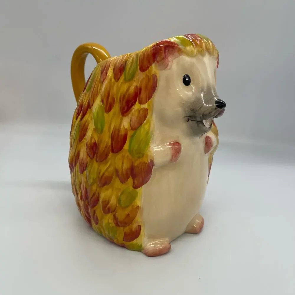 Pier 1 Imports Hedgehog Hand Painted Pitcher 8.5